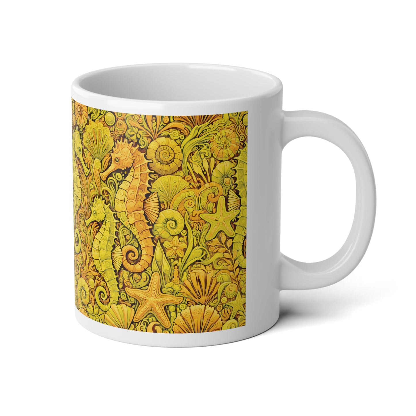 Jumbo Mug, 20 oz | Seahorse Trio, Yellow