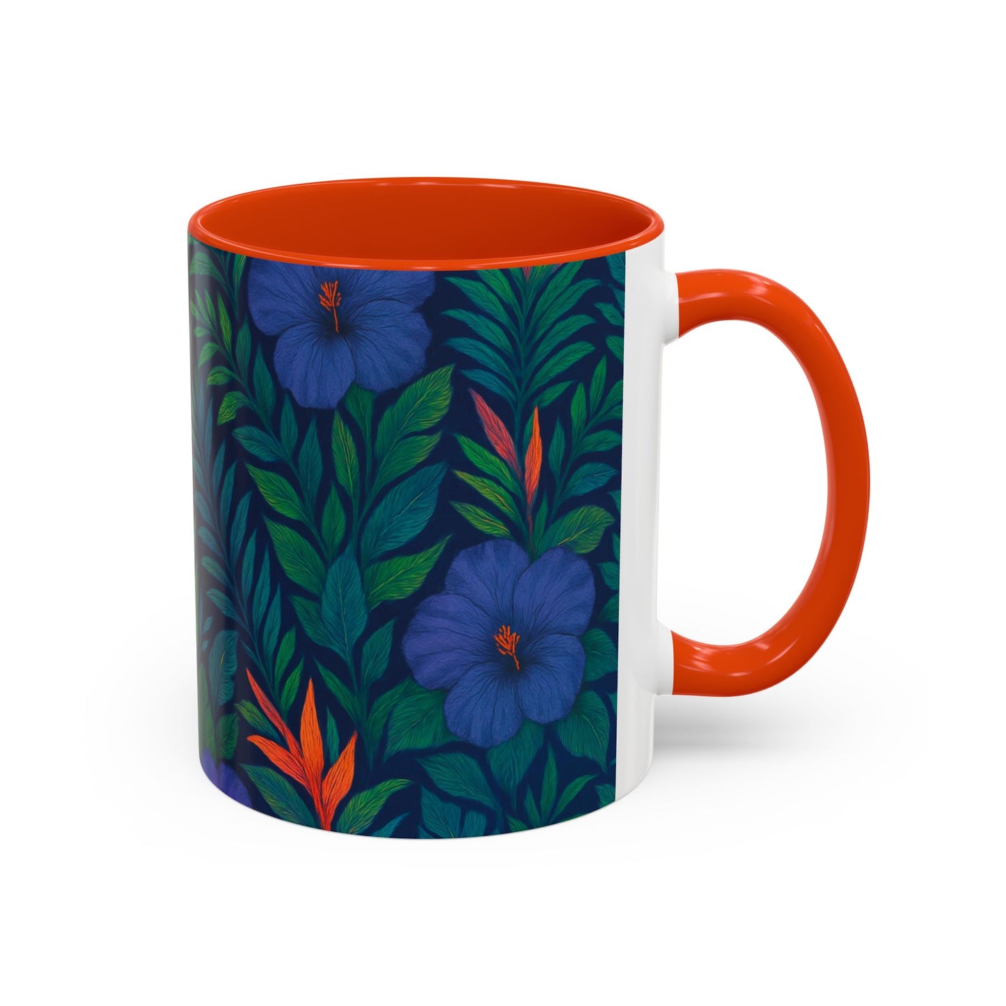 Vibrant Floral Coffee Mug - 11oz & 15oz / Midnight Flower Coral
