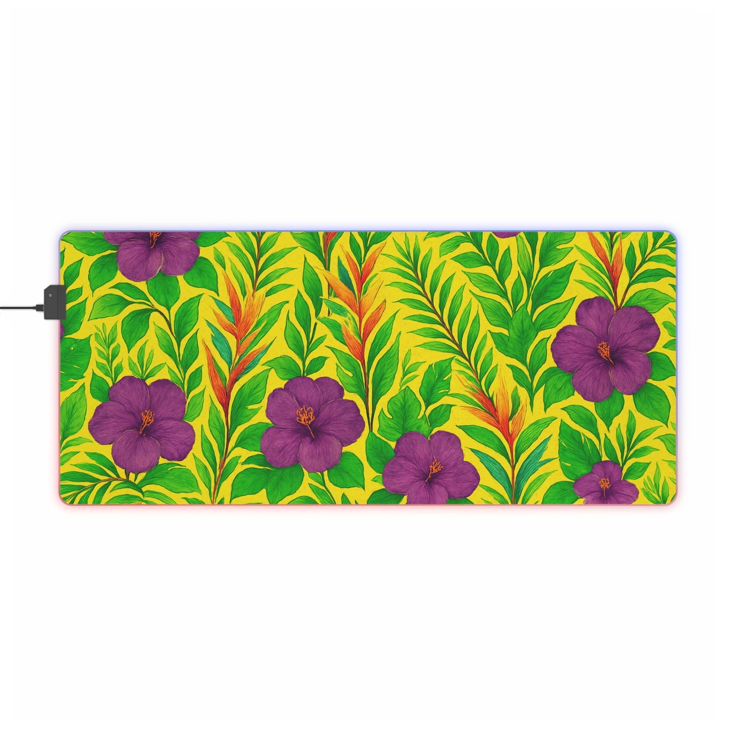 LED Gaming Mouse Pad With Vibrant RGB Lighting, 4 Sizes / Midnight Flower Yellow