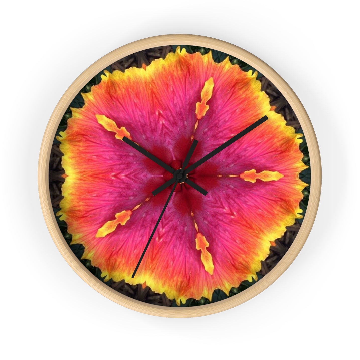 Wall Clock - Hibiscus Kaleidoscope #1