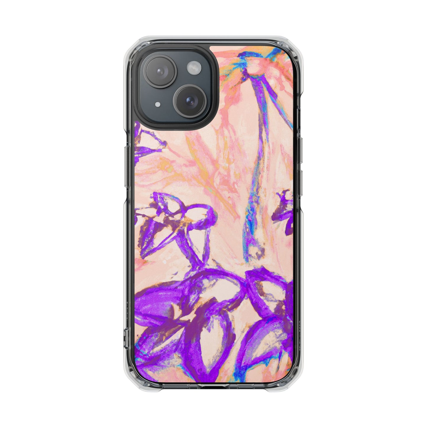 Tropical Doodles/Peach Magnetic Clear Phone Case, Many Models