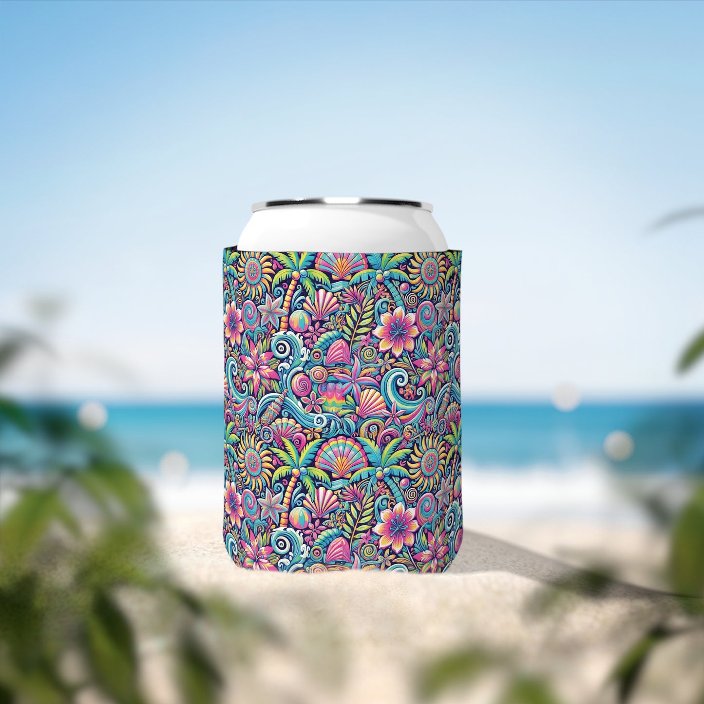 Happy Tropics/Repeat Can Cooler Sleeve - Perfect for Outdoor Picnics