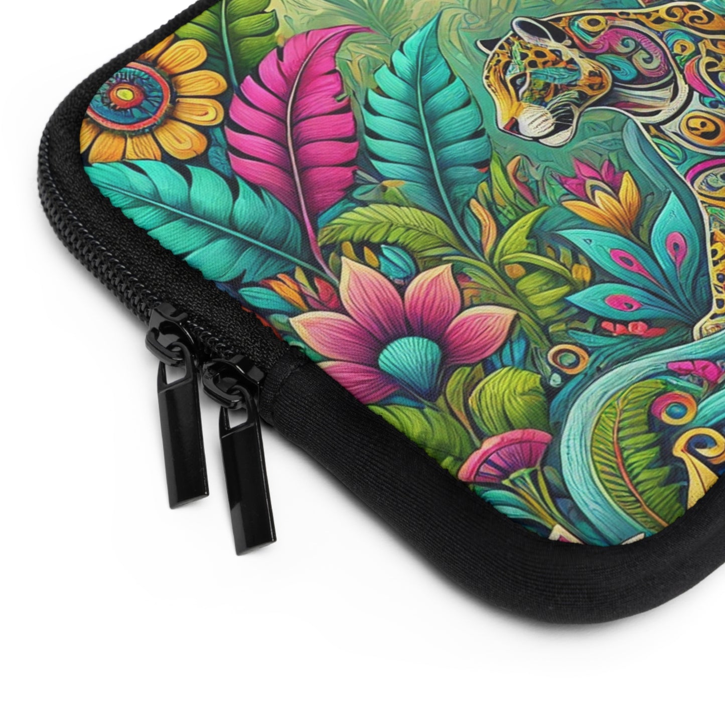 Tropical Laptop Sleeve, 5 Sizes - Perfect for Rainforest Lovers & Students / Jaguar Pop