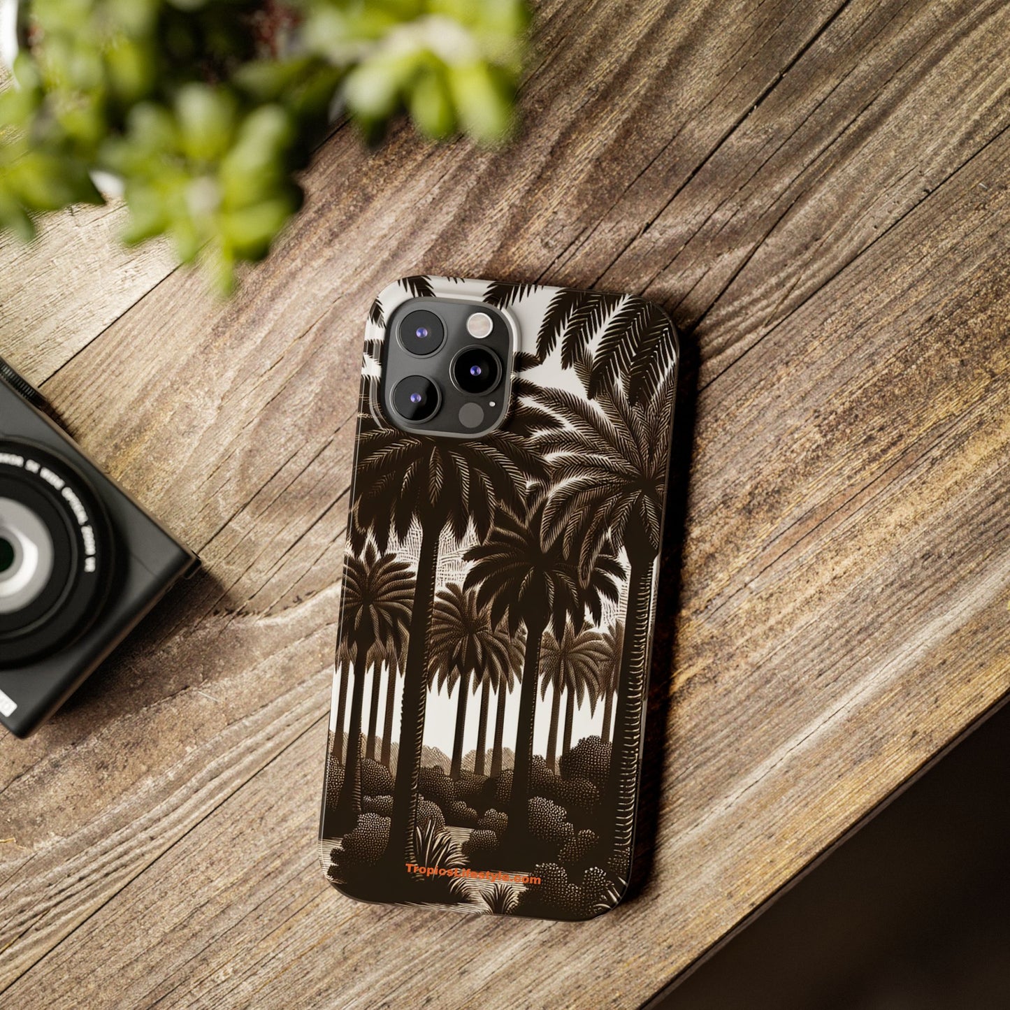 Slim Phone Cases - Woodcut Palm Grove