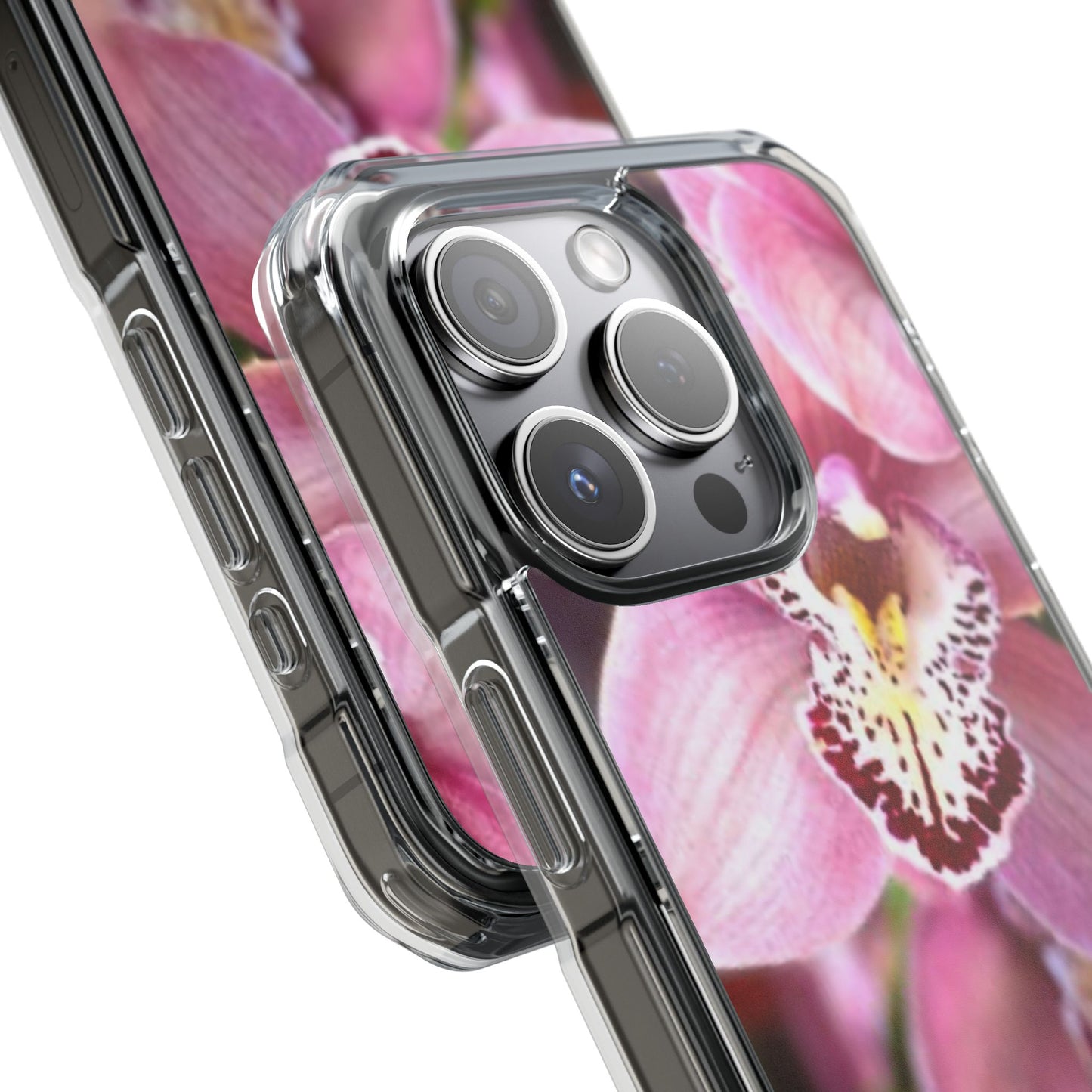 Pink Orchid/Photo Magnetic Clear Phone Case, Many Models