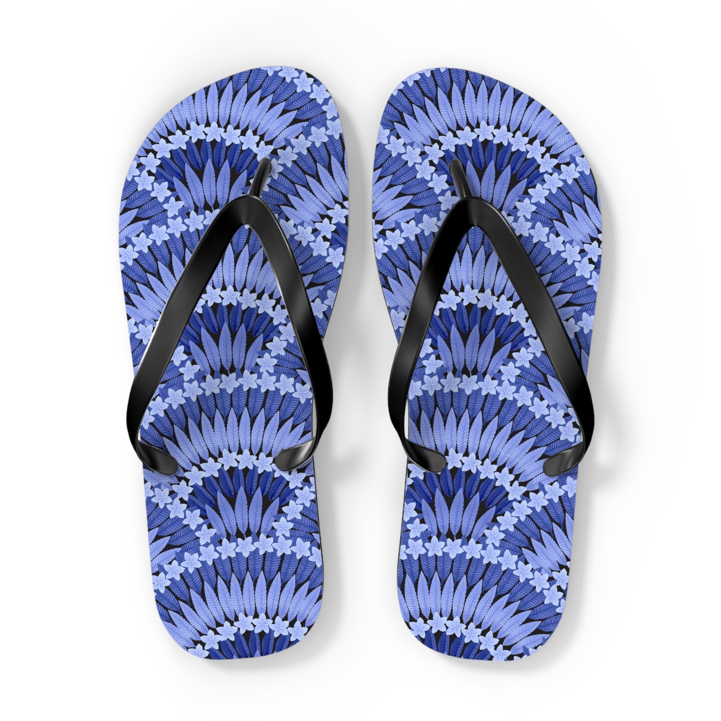 Flip Flops - Plumeria and Palms, Blue