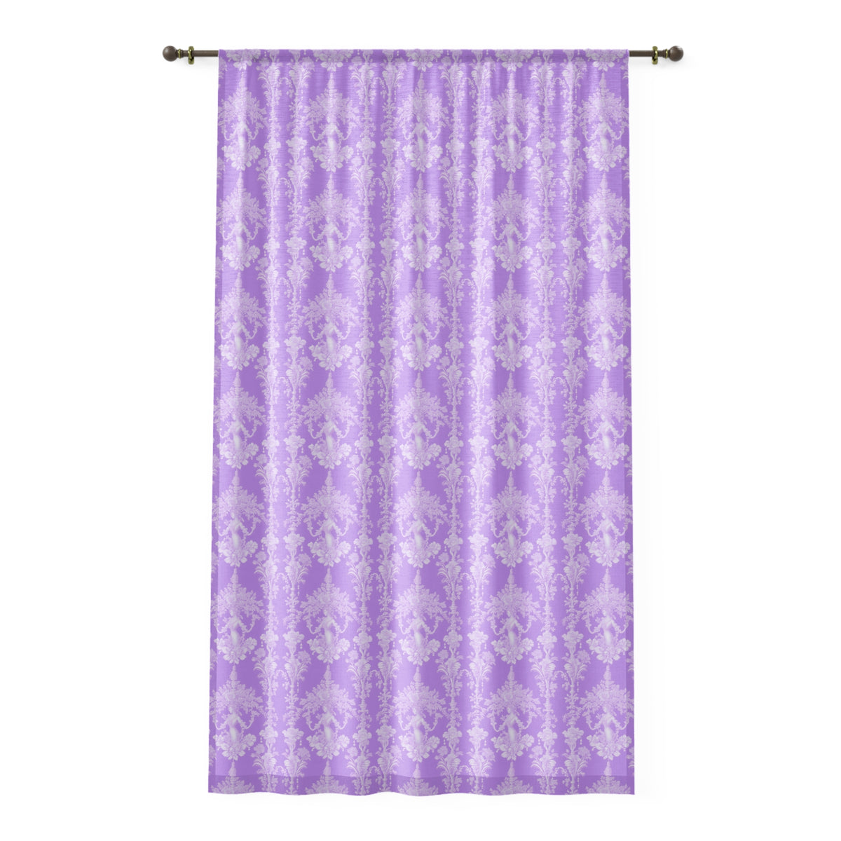 Pearl Lady Toile/Amethyst Semi-Transparent Window Curtain, 50" x 84" - Colorful Tropical Home Décor