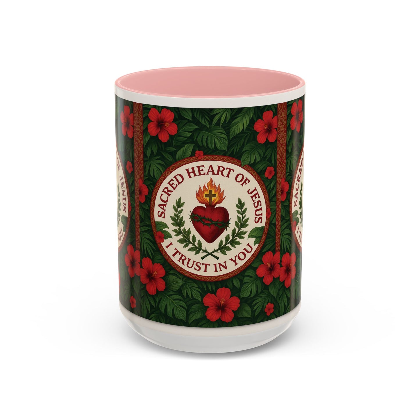 Religious Accent Color Coffee Mug (11, 15oz) / Sacred Heart of Jesus Prayer, Various Colors