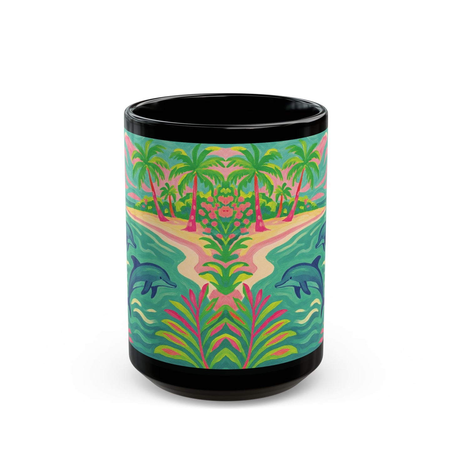 Black Coffee Mug - Dancing Dolphins