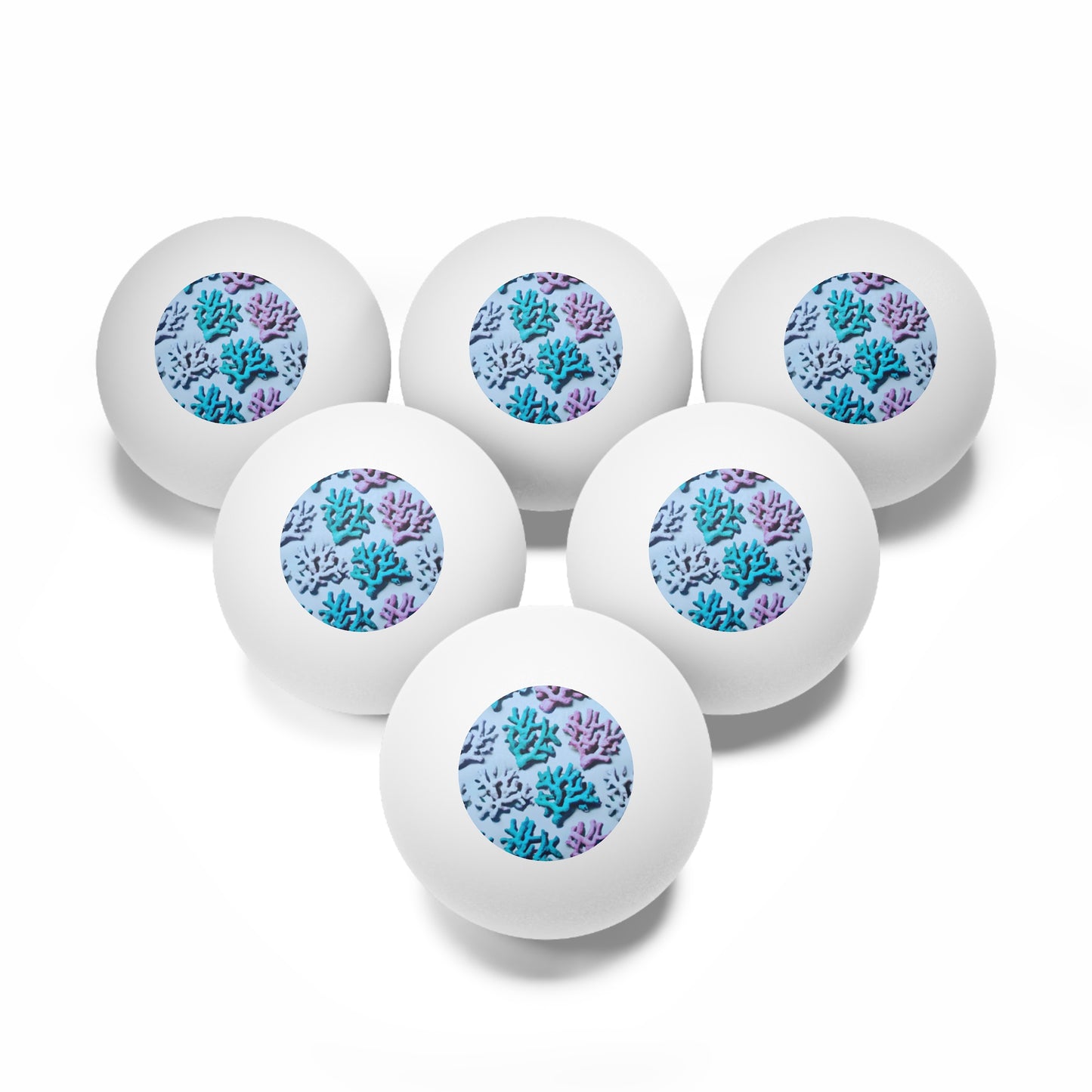 Tropical Paradise Ping Pong Balls - 6 Pack with Coral Blues
