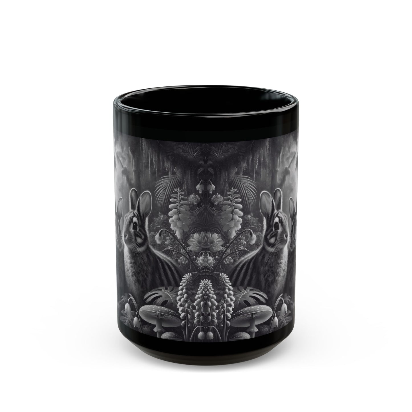 Black Coffee Mug - Tropical Sumatran Rabbits/Slate