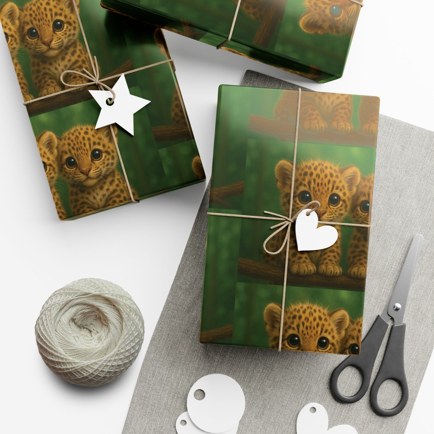 Wrapping Paper - Tropical Gift Wrap for All Occasions / 3 Sizes, 2 Finishes / Baby Jaguars