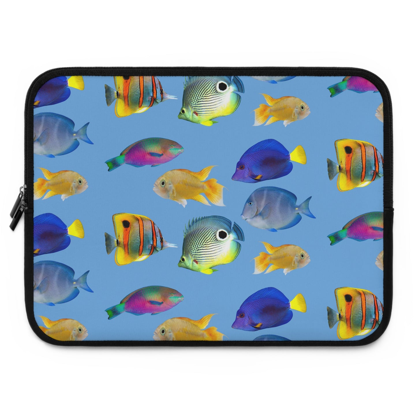 Tropical Laptop Sleeve, 5 Sizes - Perfect for Ocean Lovers & Students / School of Fish, Light Blue