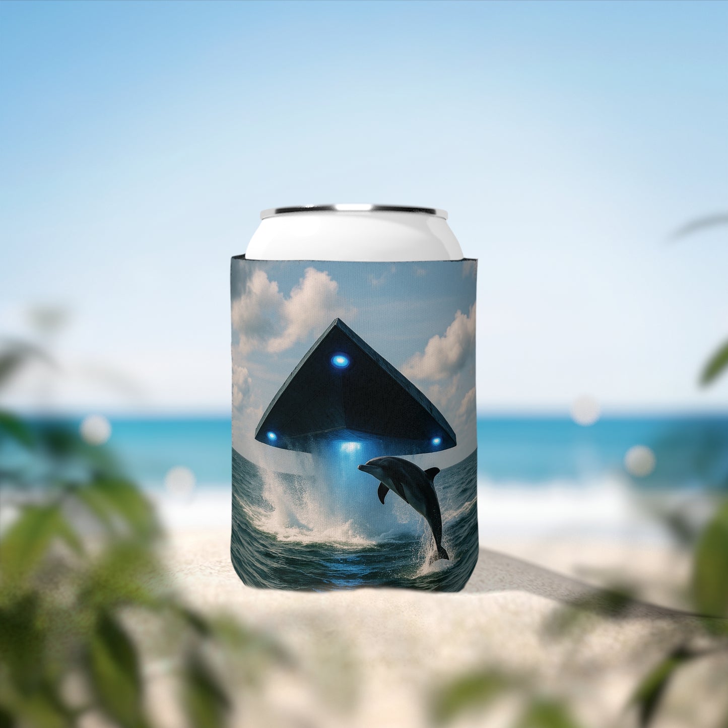 UFO and Dolphin Can Cooler Sleeve - Perfect for Outdoor Picnics