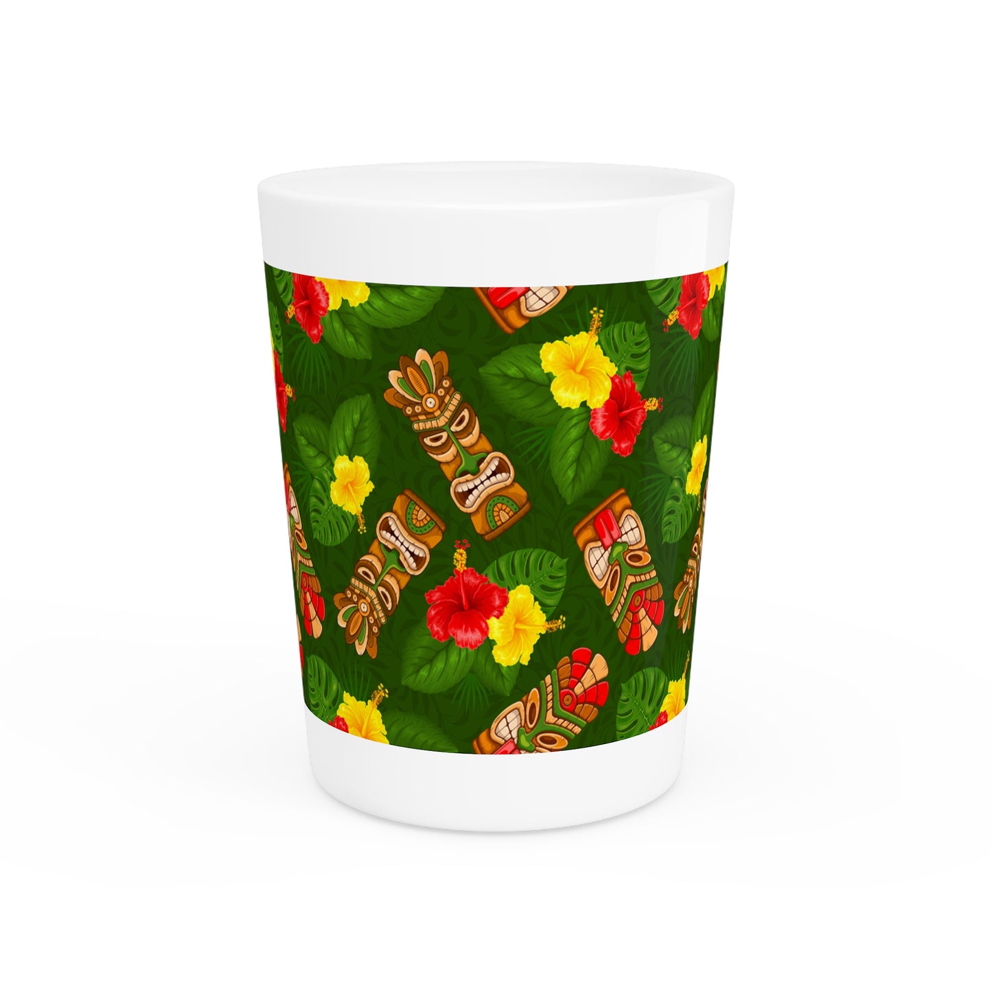 Ceramic Shot Glass - Tiki Hibiscus Garden