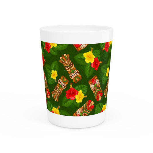 Ceramic Shot Glass - Tiki Hibiscus Garden