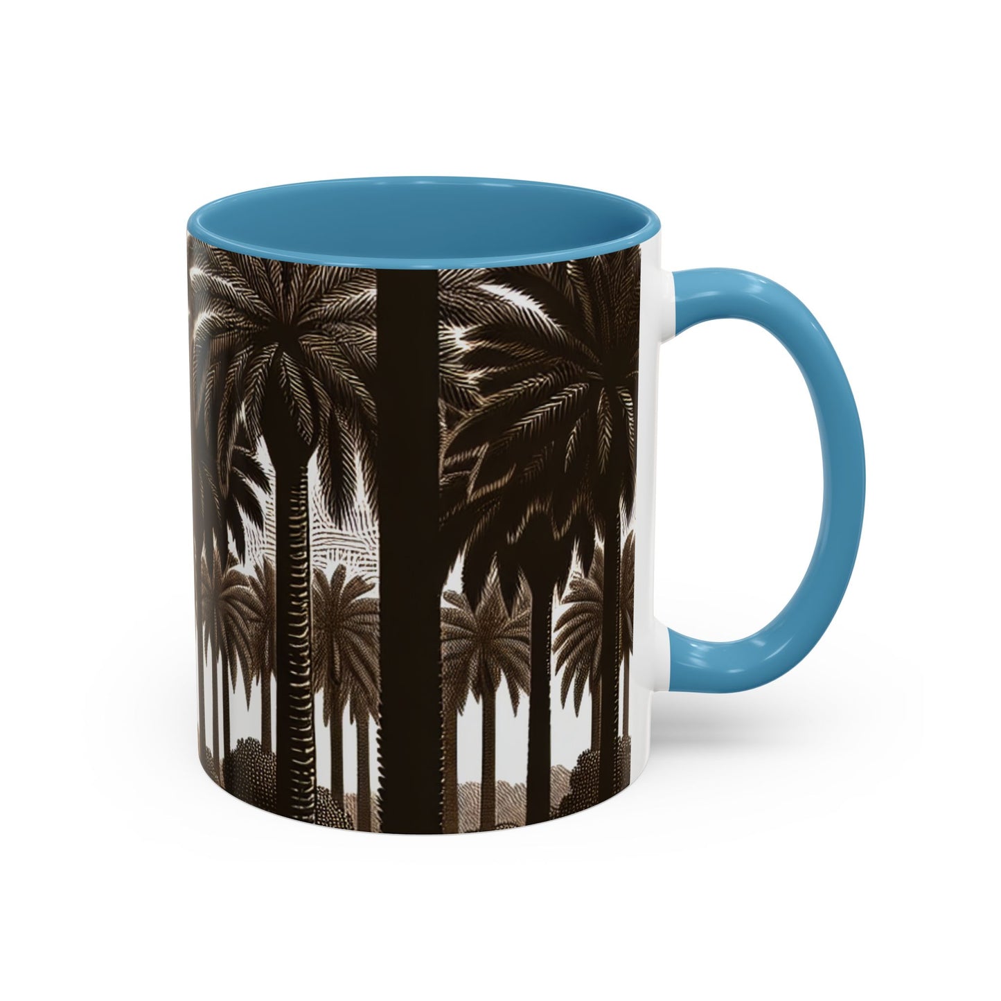 Accent Coffee Mug (11, 15oz) - Woodcut Palm Grove