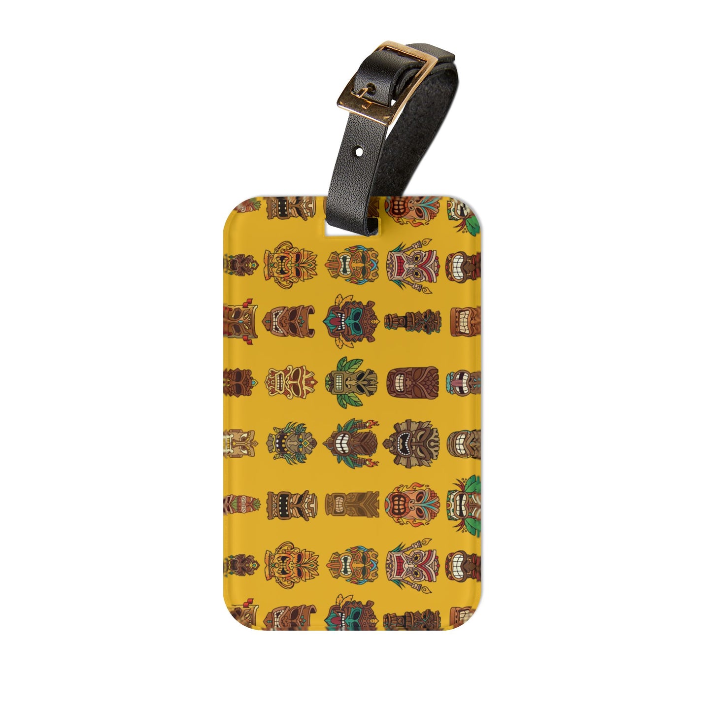 Luggage Tag - Tiny Tiki Dudes, Yellow