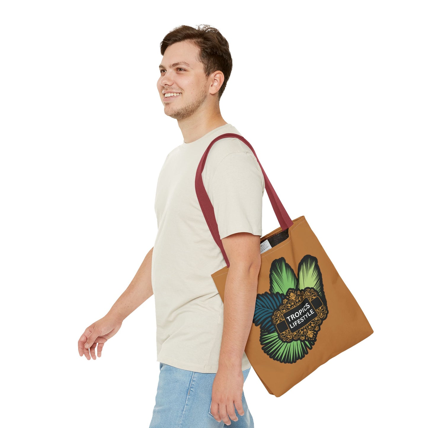 Elegant Tropics Lifestyle Logo Tote Bag - 3 Sizes, Lt. Brown