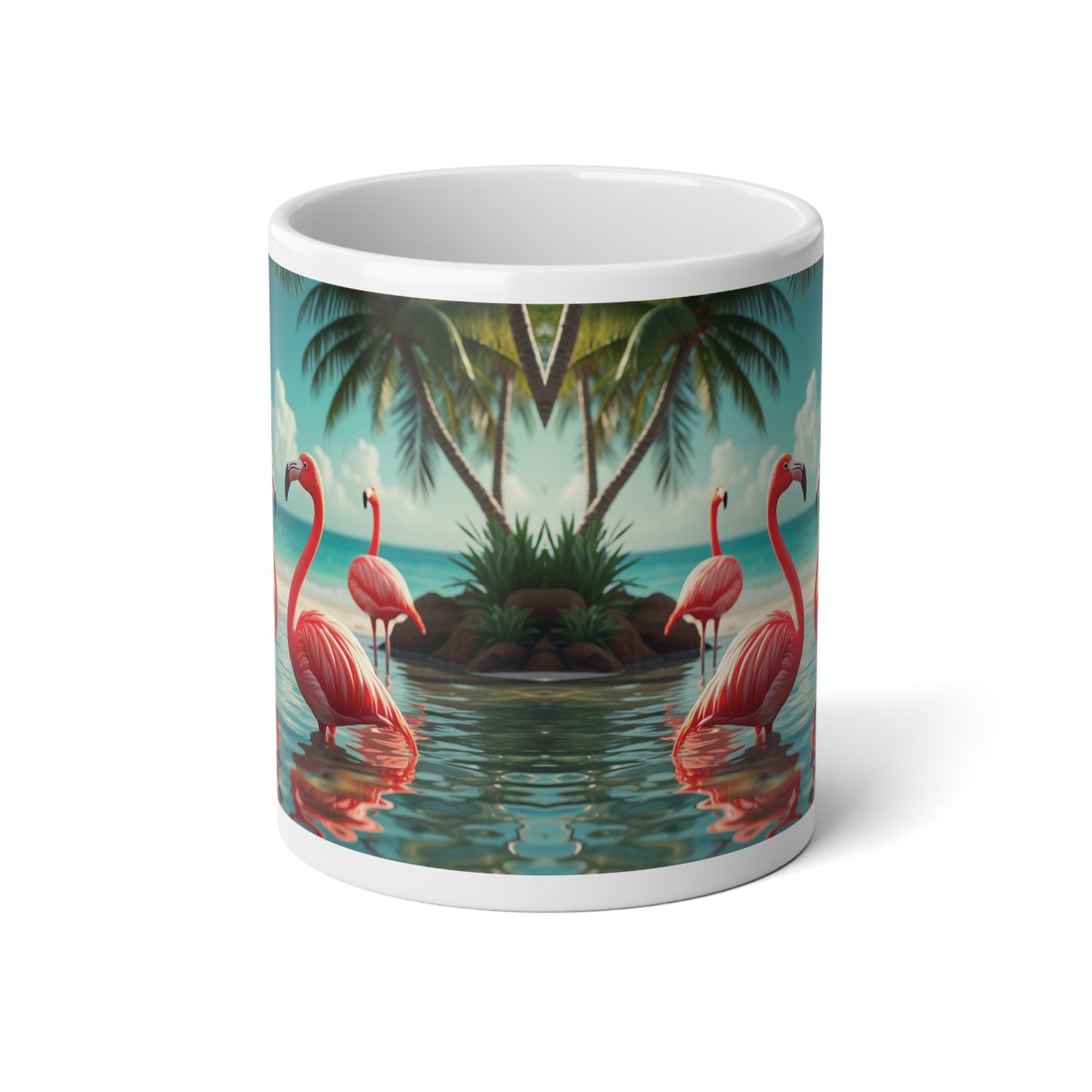 Jumbo Mug, 20oz, Flamingo Morning Dip | Tropical Coffee Cup