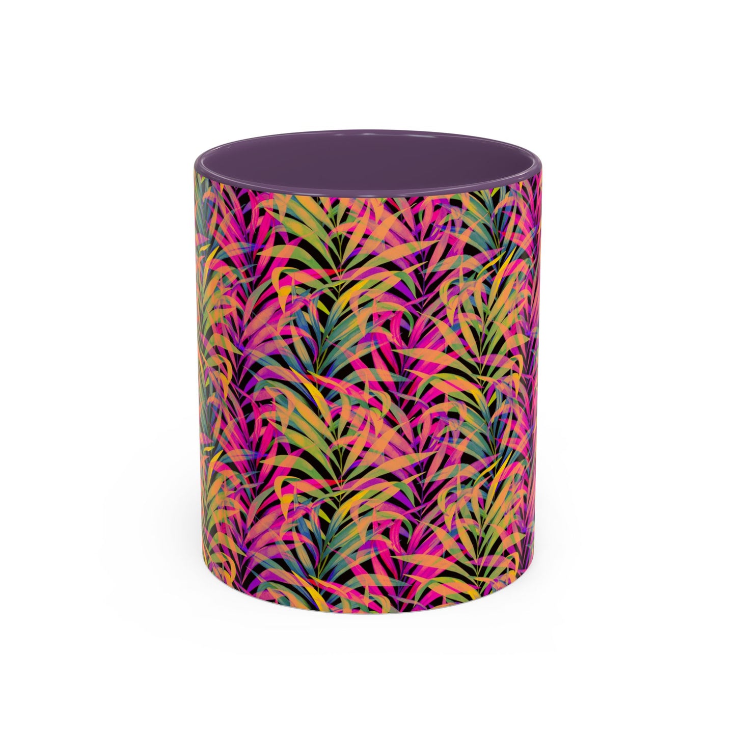 Accent Coffee Mug (11, 15oz), Rainbow Fronds / Various Colors