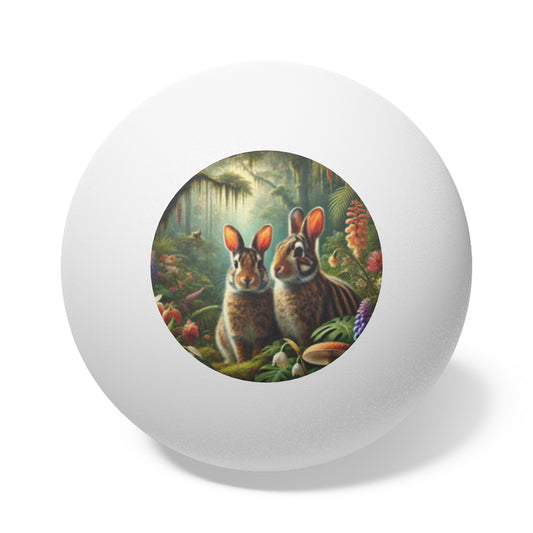 Tropical Paradise Ping Pong Balls - 6 Pack with Framed Sumatran Rainforest Rabbits