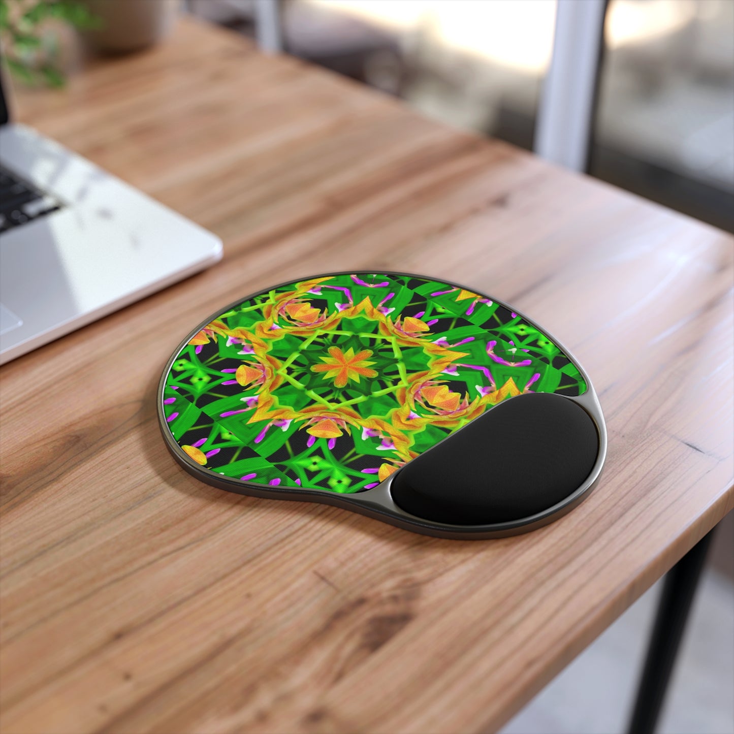 Mouse Pad With Wrist Rest, Orchid Kaleidoscope #2