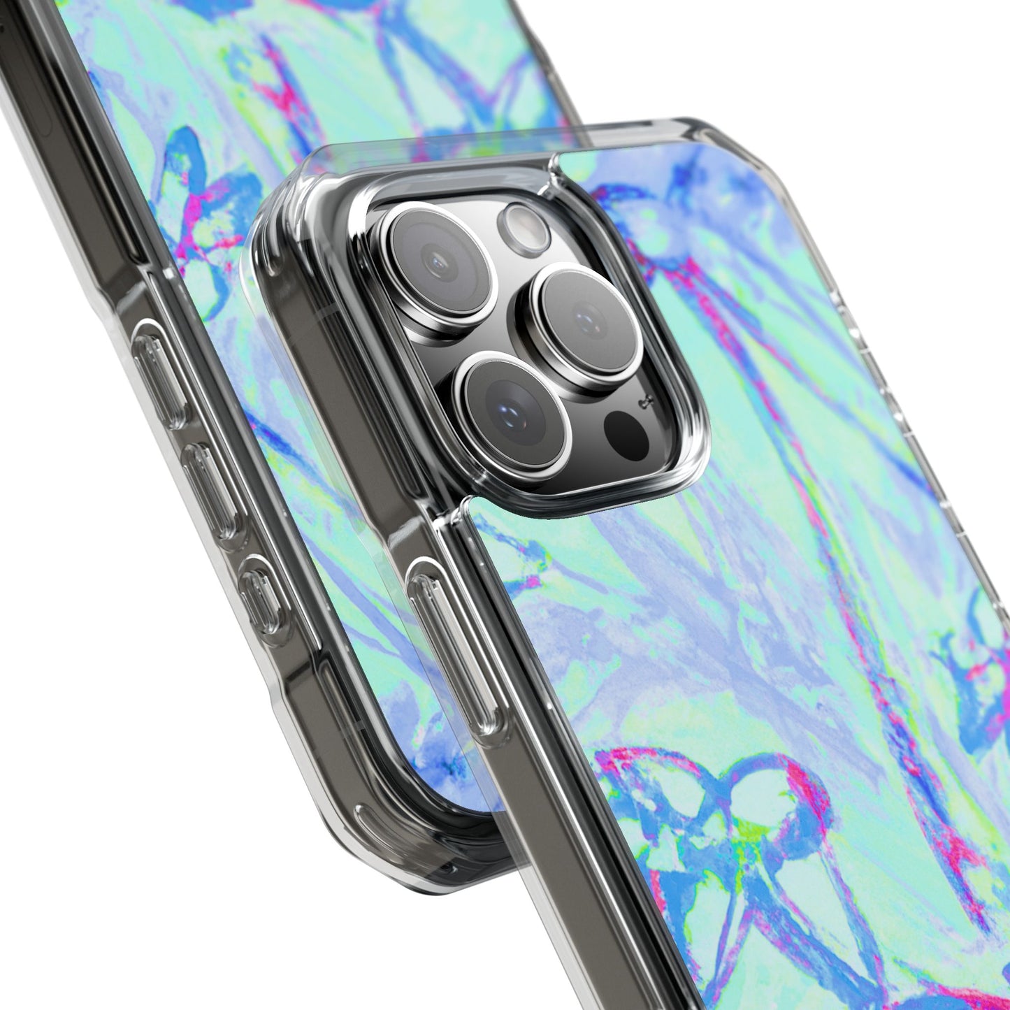 Tropical Doodles/Blue Magnetic Clear Phone Case, Many Models