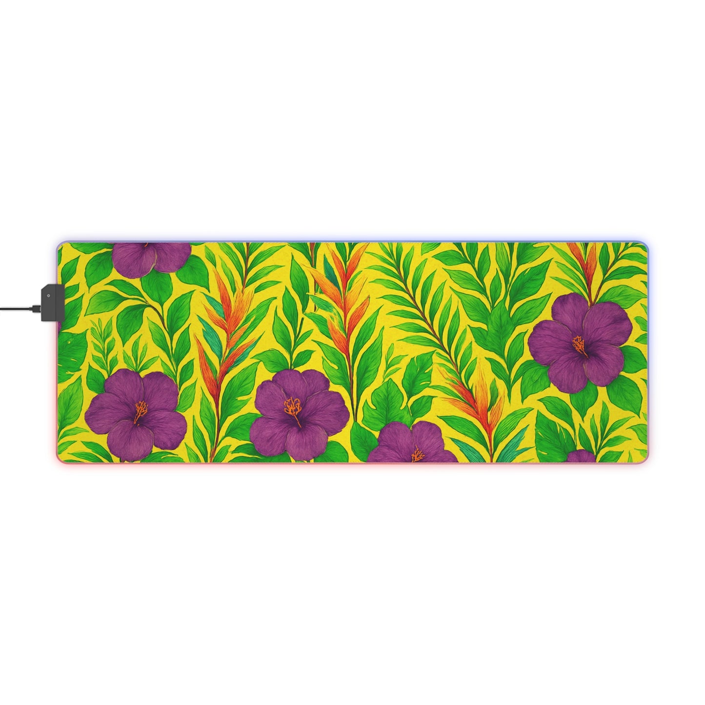 LED Gaming Mouse Pad With Vibrant RGB Lighting, 4 Sizes / Midnight Flower Yellow