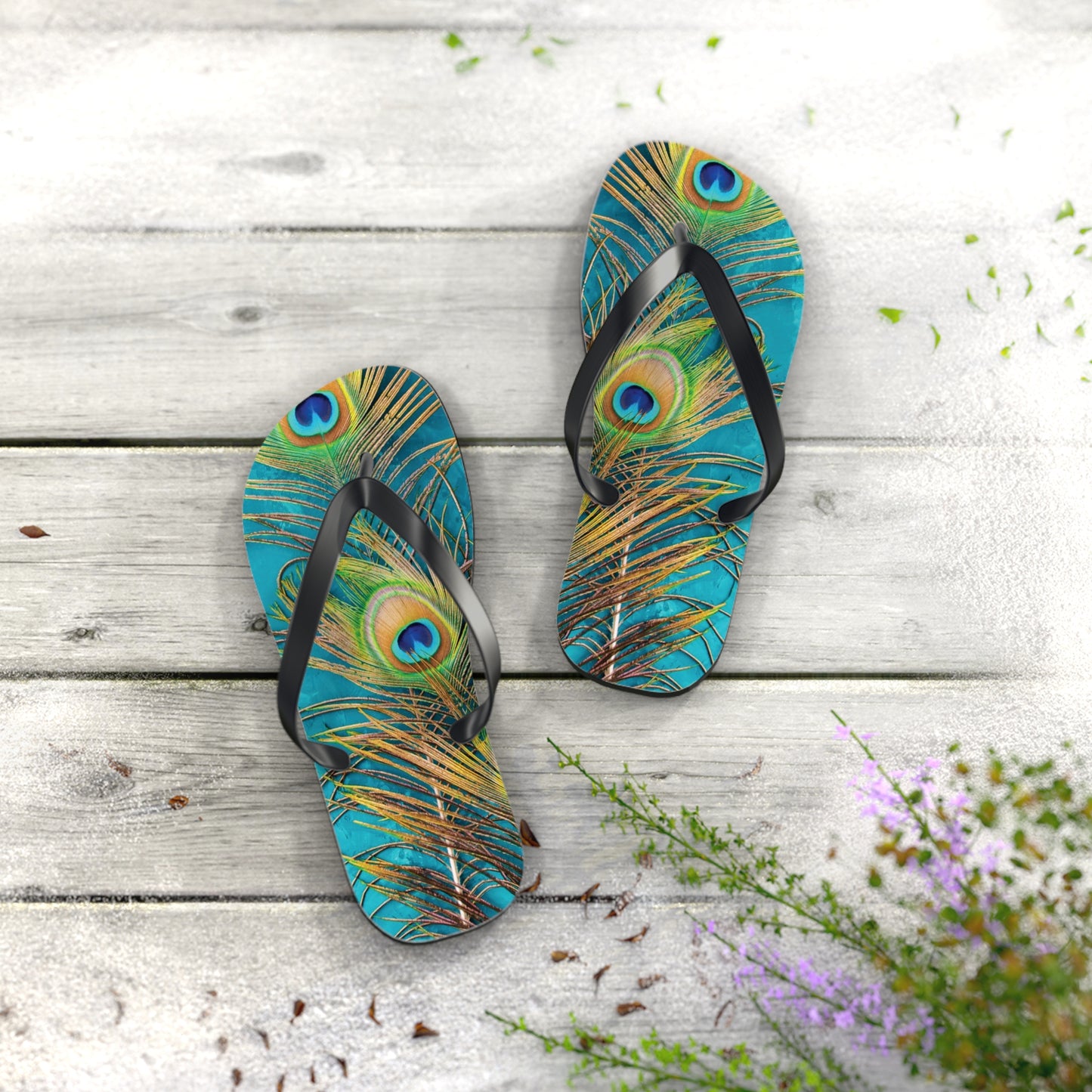 Flip Flops - Peacock Turquoise Glow