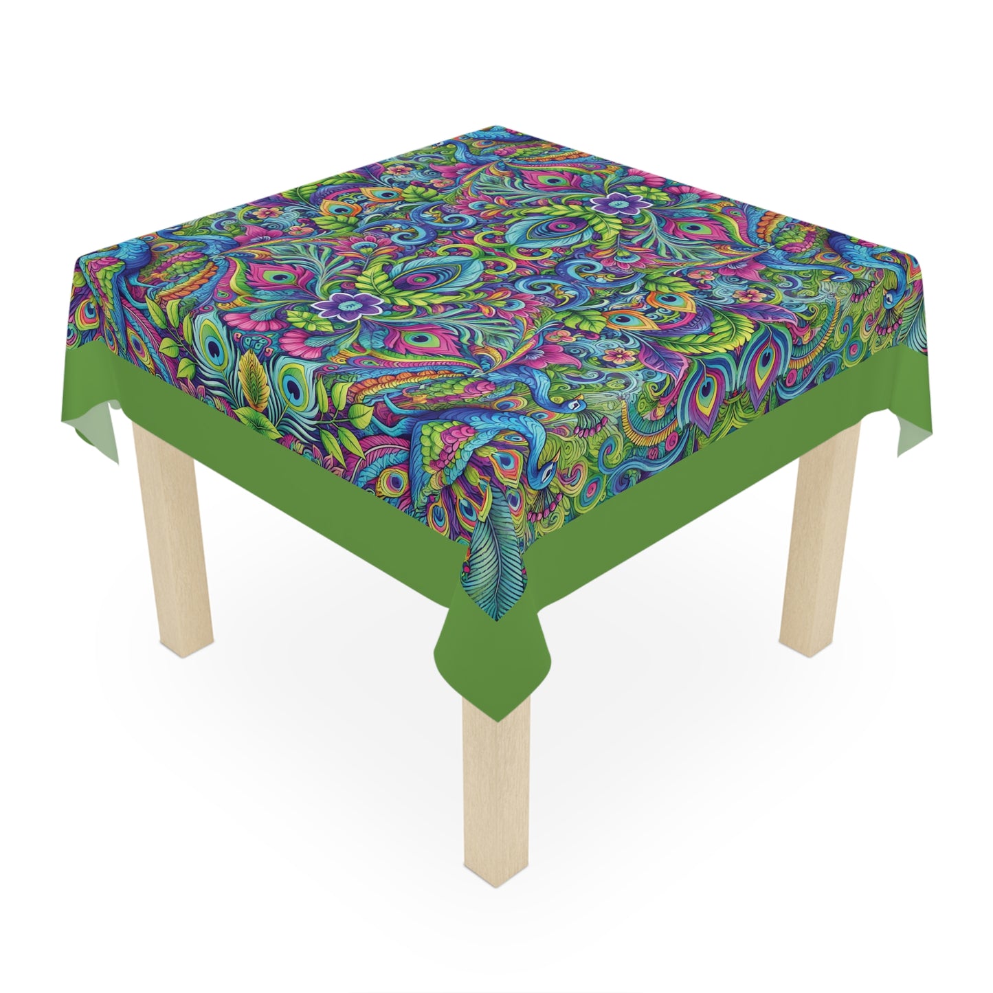 Peacock Prism/Green ~ Square Tablecloth, 55" x 55"
