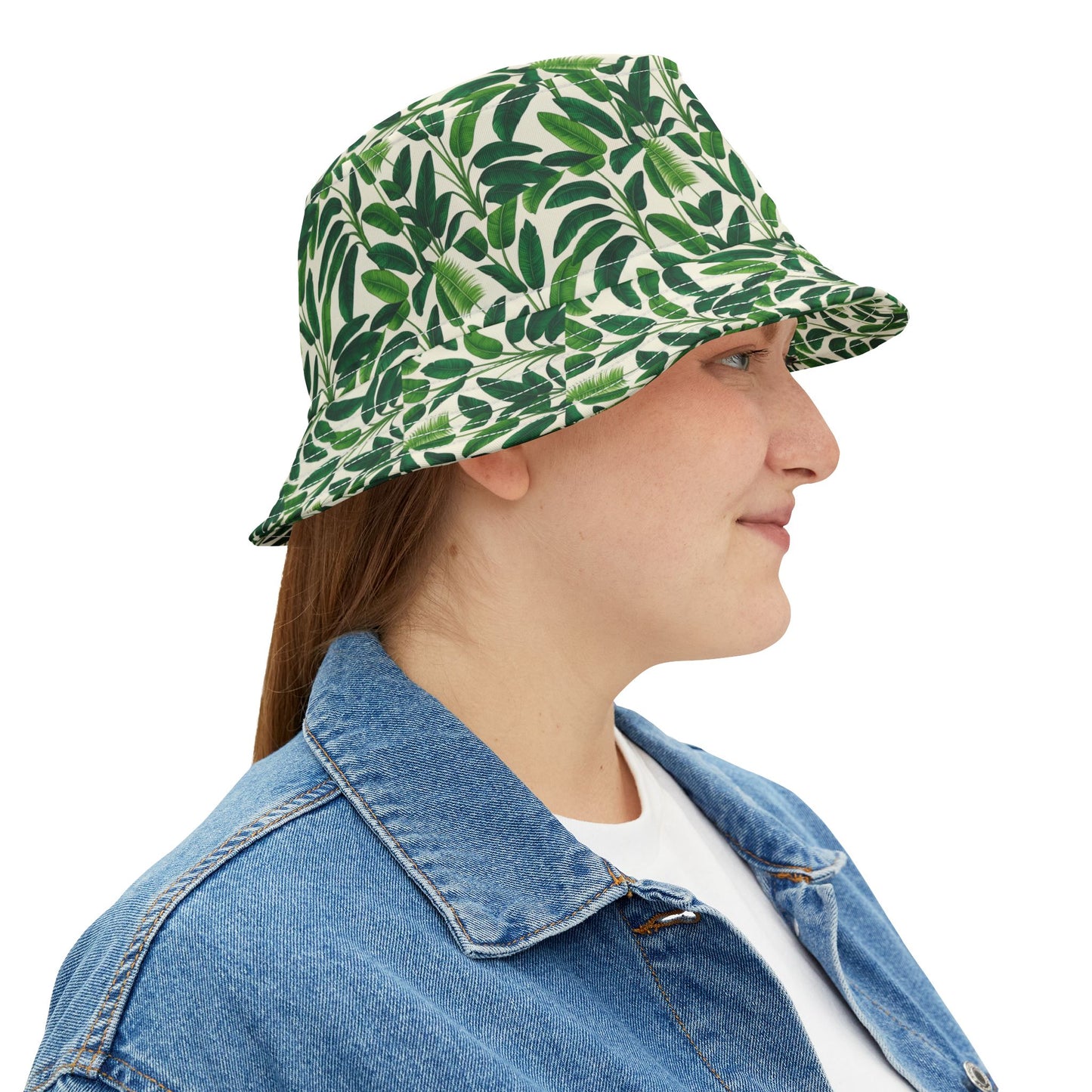 Tropical Polyester Bucket Hat, 2 Sizes - Tropical Leaves