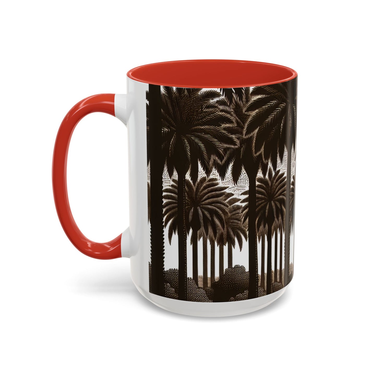 Accent Coffee Mug (11, 15oz) - Woodcut Palm Grove