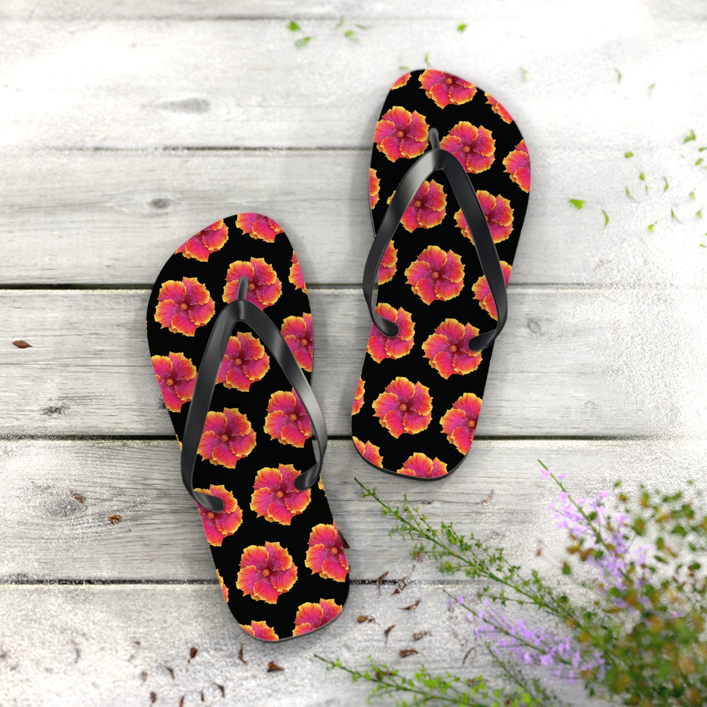 Flip Flops - Sunset Hibiscus/Black