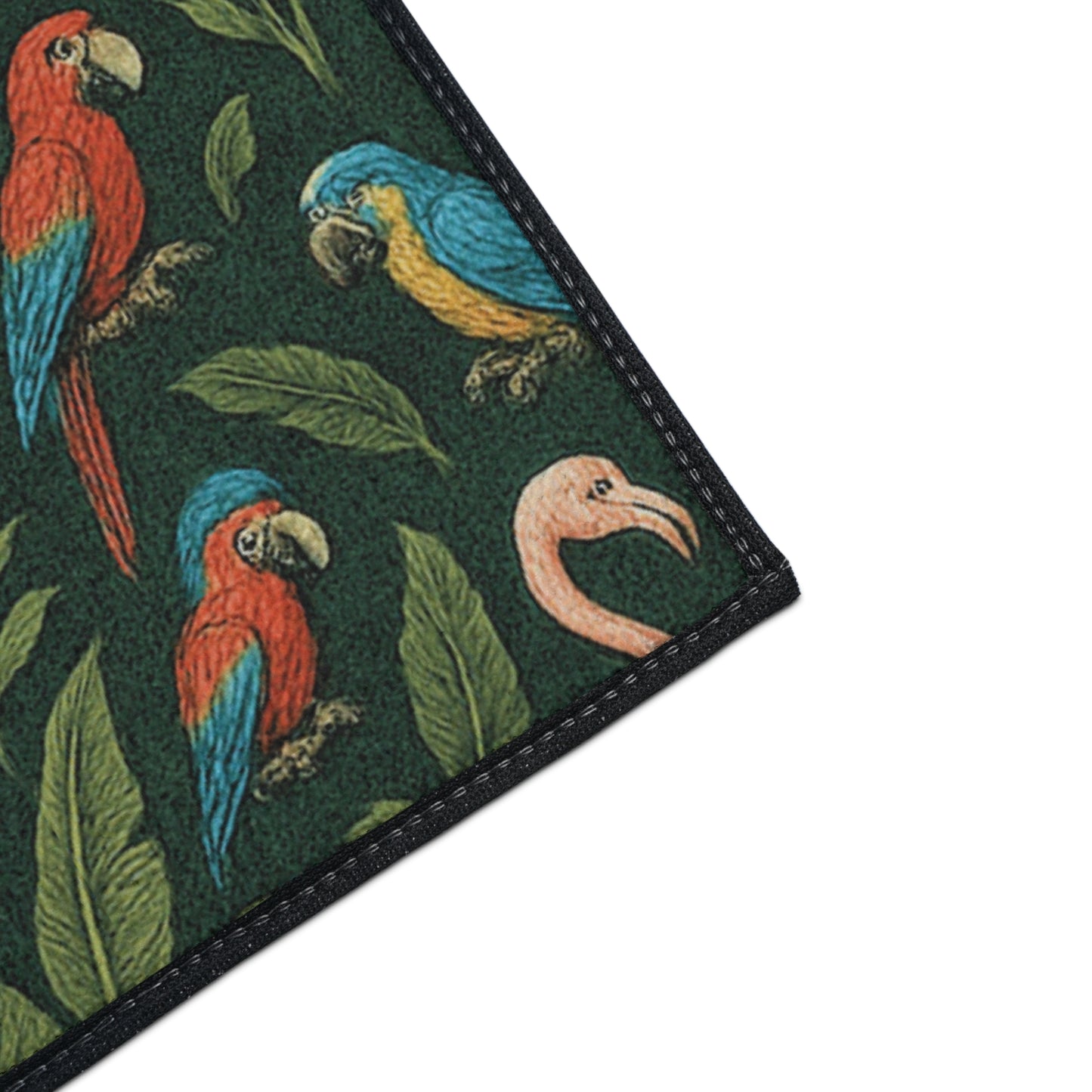Heavy Duty Floor Mat, 5 Sizes – Tropical Area Rug for Home Décor / Flamingos and Parrots