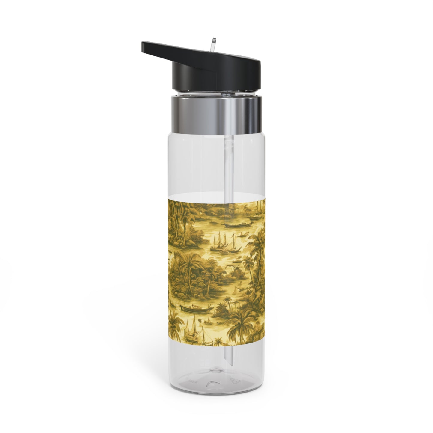 Tropical 20oz Tritan Sport Water Bottle -  Leakproof, Lightweight, BPA-Free / Tropical Toile, Gold