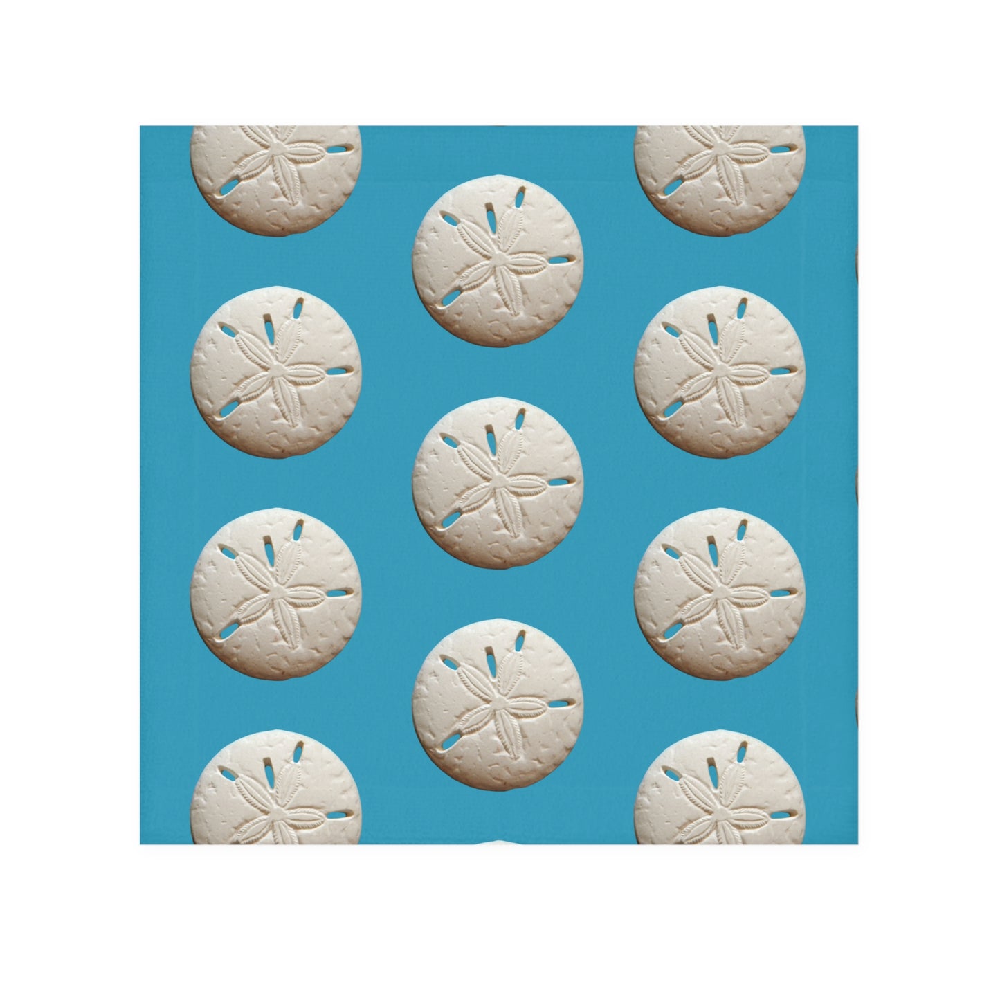 Face Towel - White Sand Dollar/Turquoise