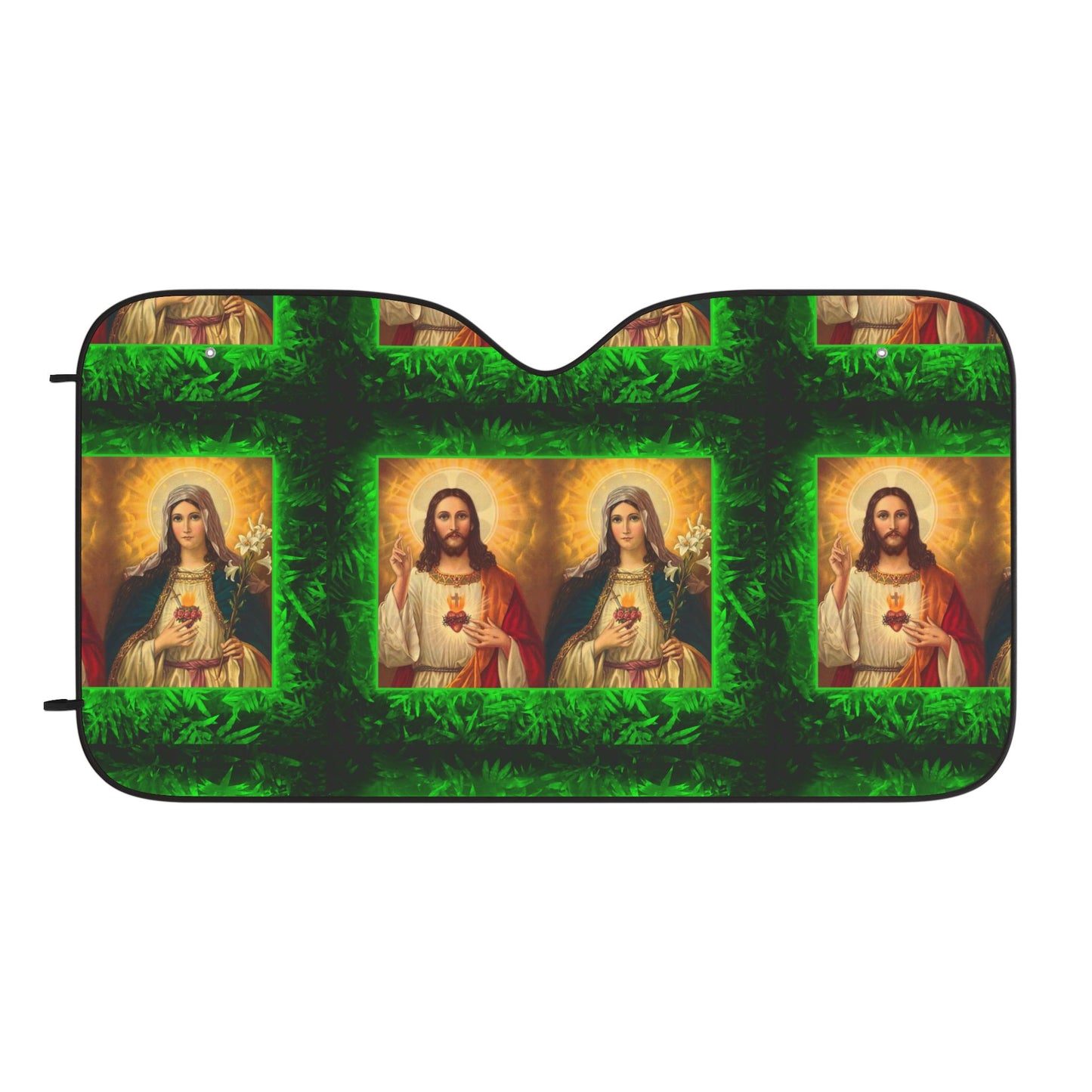 Tropical Glow Car Sun Shades / Jesus and Mary Sacred Hearts, Religious