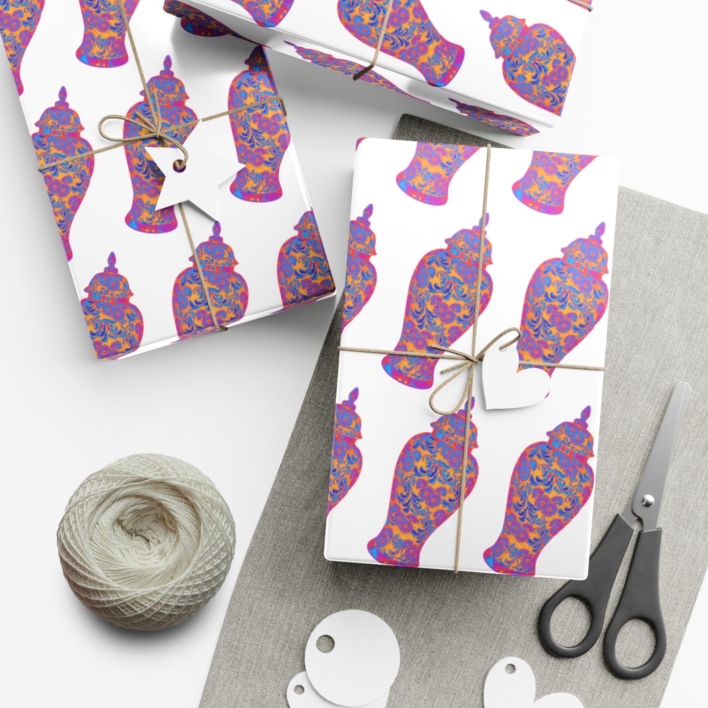 Wrapping Paper - Tropical Gift Wrap for All Occasions / 3 Sizes, 2 Finishes / Heatwave Ginger Jar