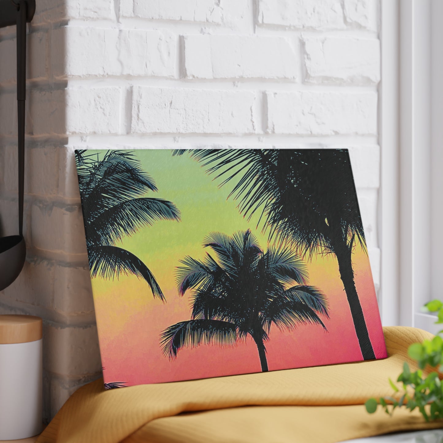 Glass Cutting Board, 2 sizes - Palm Glow/Sangria