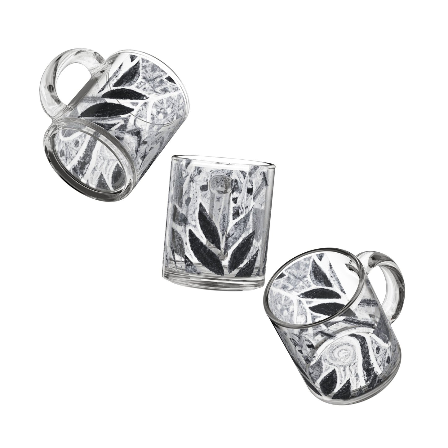 Tropical Glass Mug - 10oz Coffee Cup / Amazon Whimsy, Noir