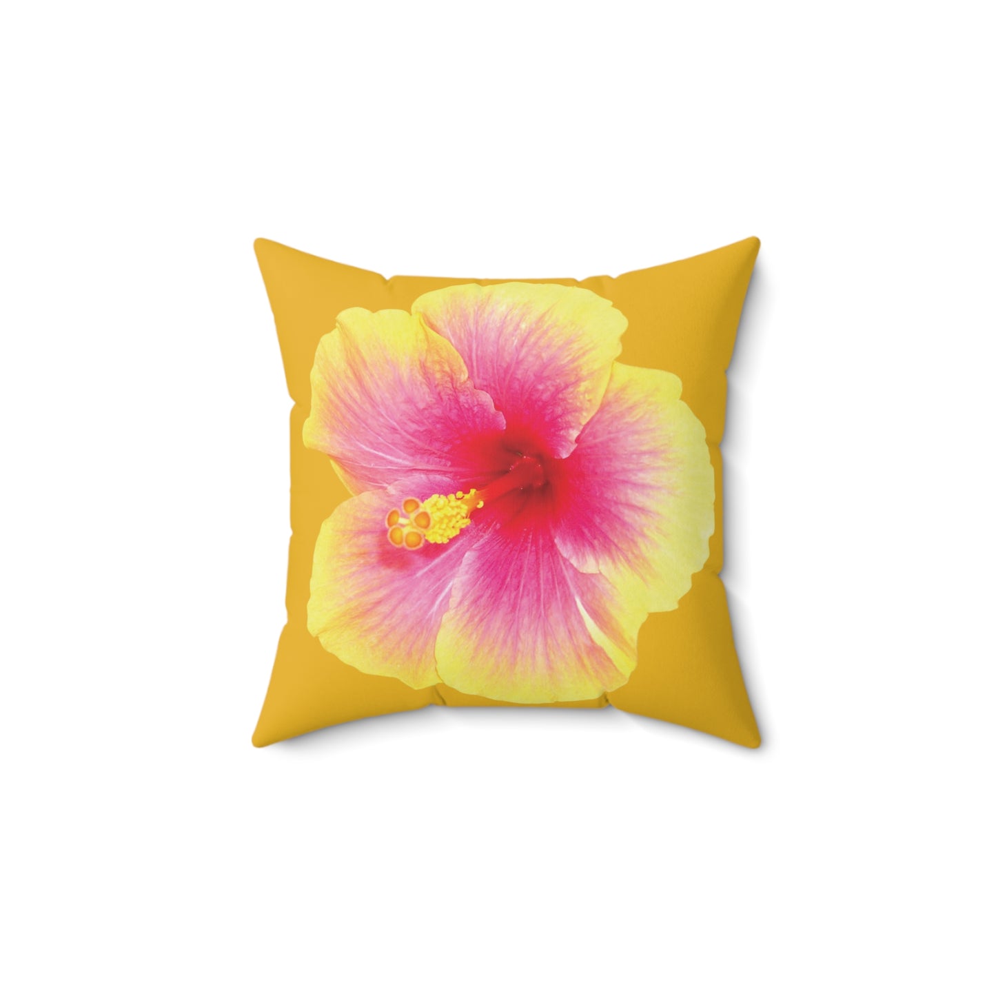 Decorative Pillow - Accent Cushion, 4 Sizes / Photo Yellow Hibiscus, Yellow