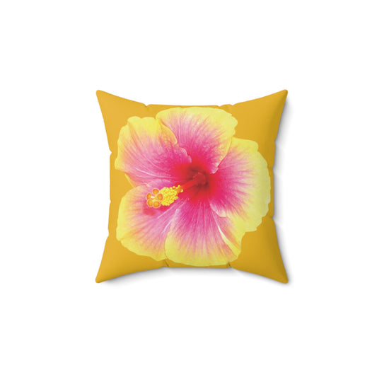 Decorative Pillow - Accent Cushion, 4 Sizes / Photo Yellow Hibiscus, Yellow
