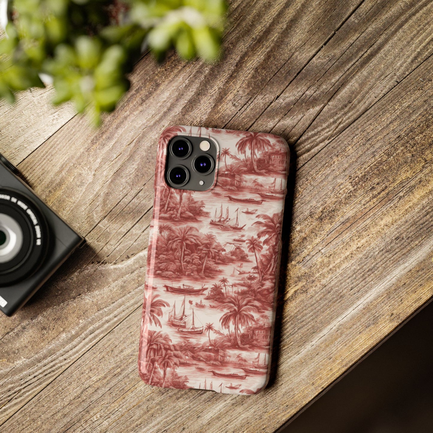 Slim Phone Cases - Tropical Toile #1, russet