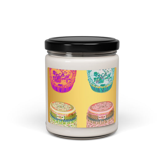 Scented Soy Candle, 9oz, Pop Art Porcelain Stools, Gold