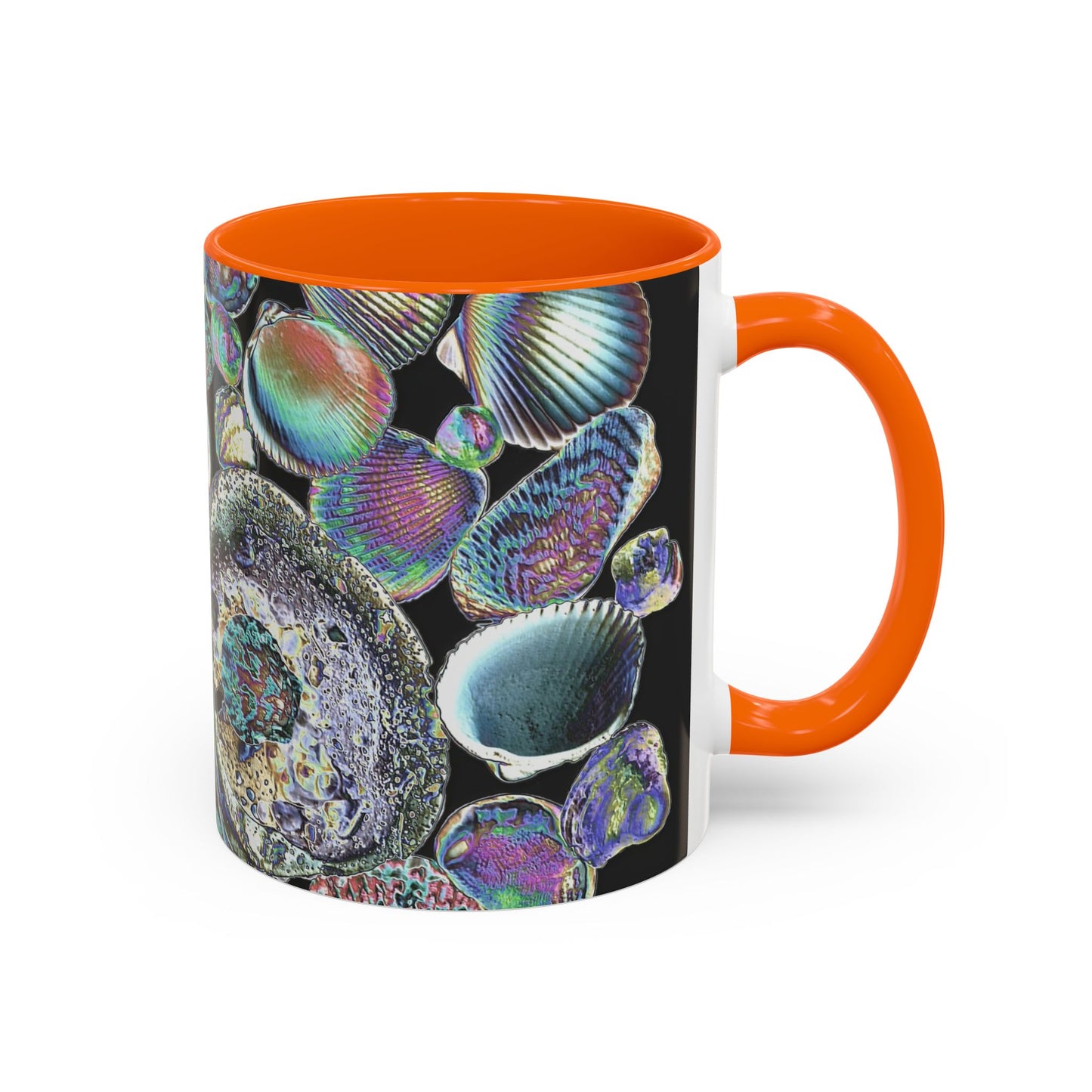 Iridescent Shells Accent Coffee Mug | Unique Sea-Inspired Drinkware / Heatwave Shell Collection