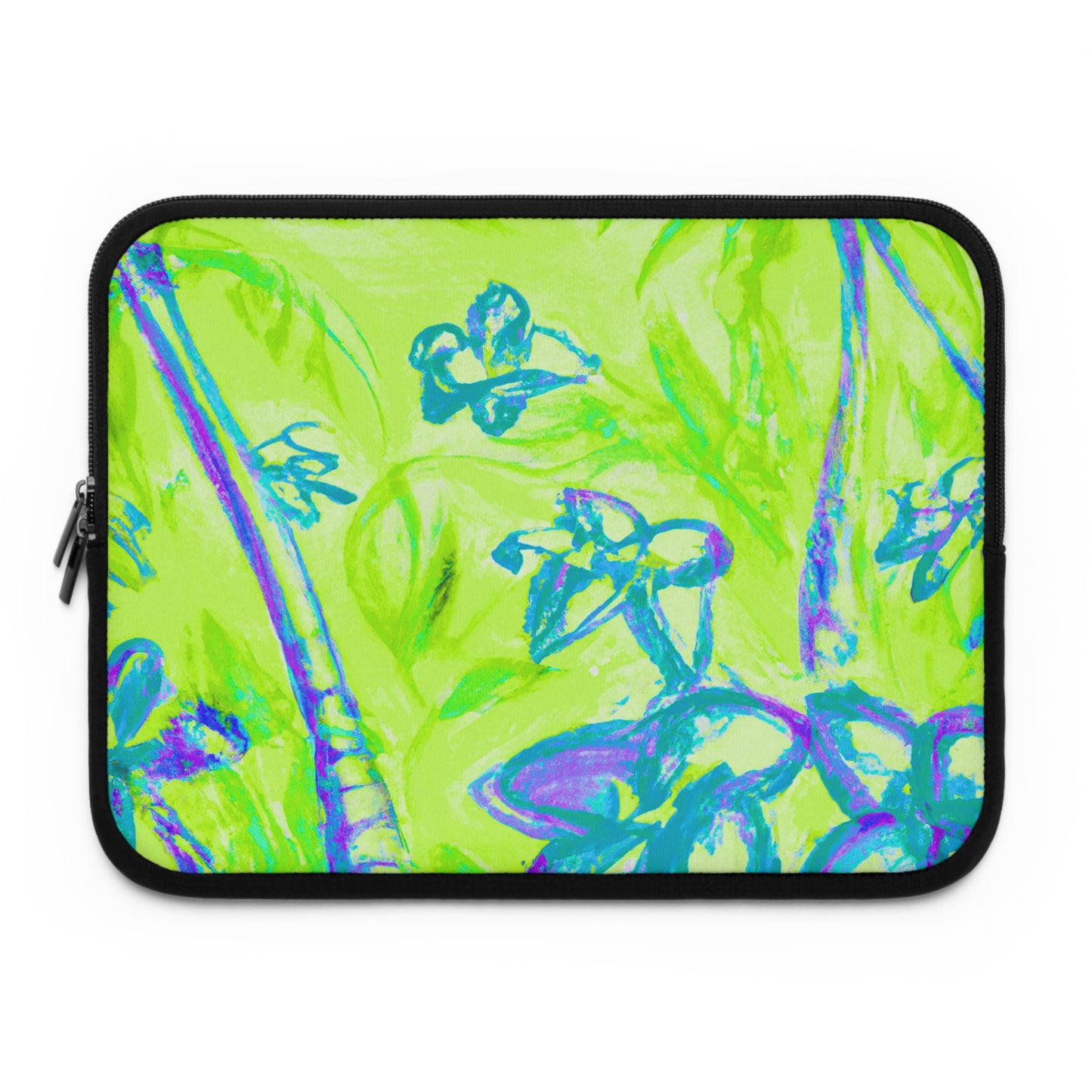 Tropical Laptop Sleeve, 5 Sizes - Perfect for Beach Lovers & Students / Tropical Doodles, Lime