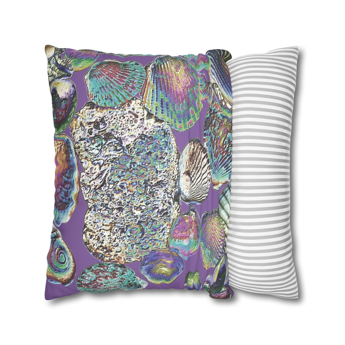 Faux Suede Square Pillowcase - Heatwave Seashell Collection, Light Purple