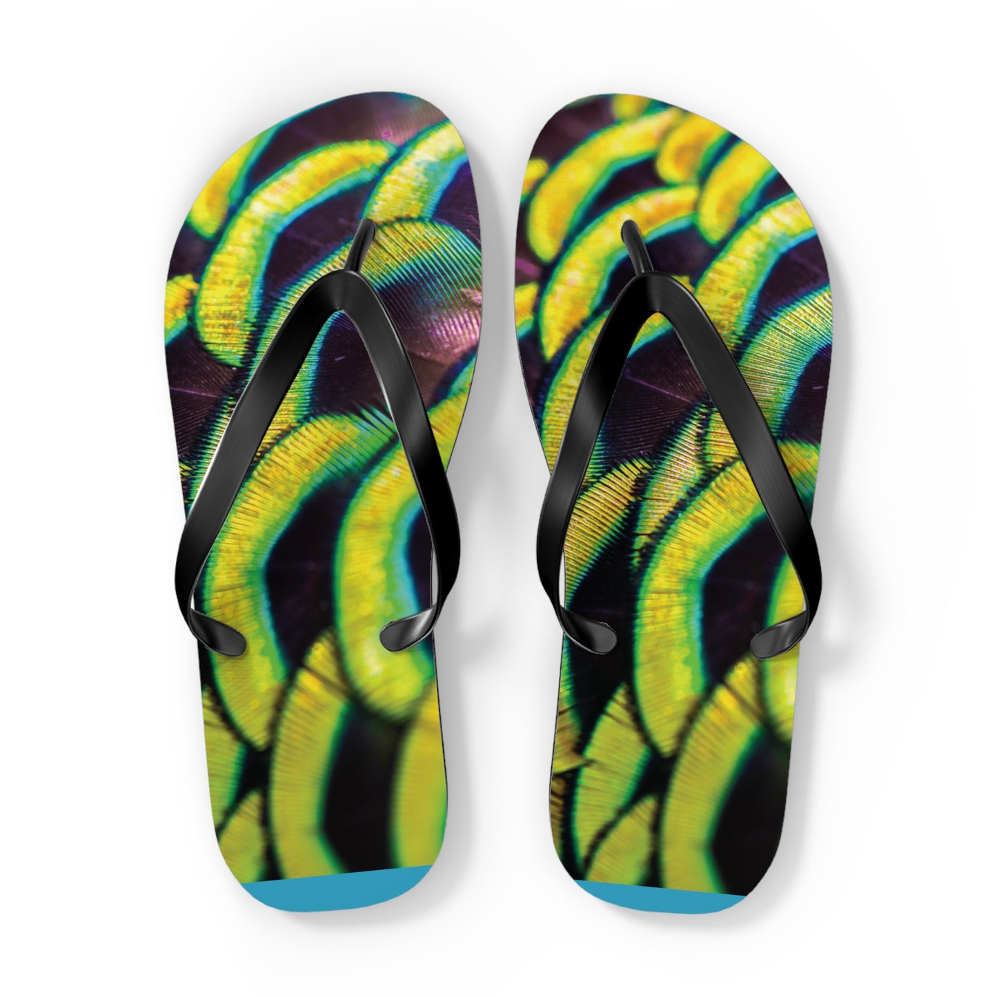 Flip Flops - Yellow Peacock Feathers