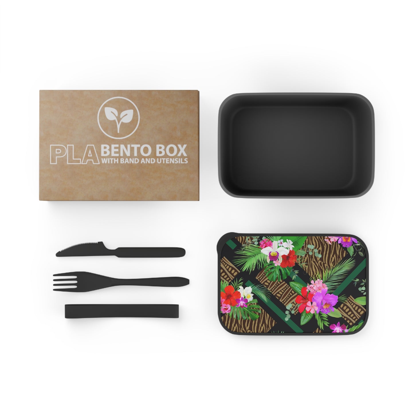 Bento Box with Utensils - Tiki Orchids